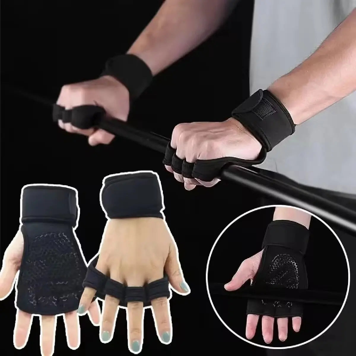 Unisex Wrist Wrap Gym Gloves Weight Training Sports Grip