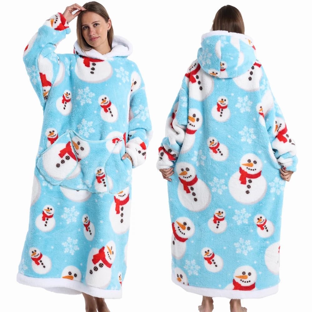 Christmas Flannel Wearable Blanket | Winter Hoodie