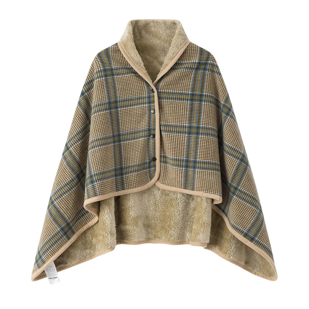 Lazy Plaid Wearable Blanket Button Warm Shawl Throw