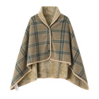 Lazy Plaid Wearable Blanket Button Warm Shawl Throw