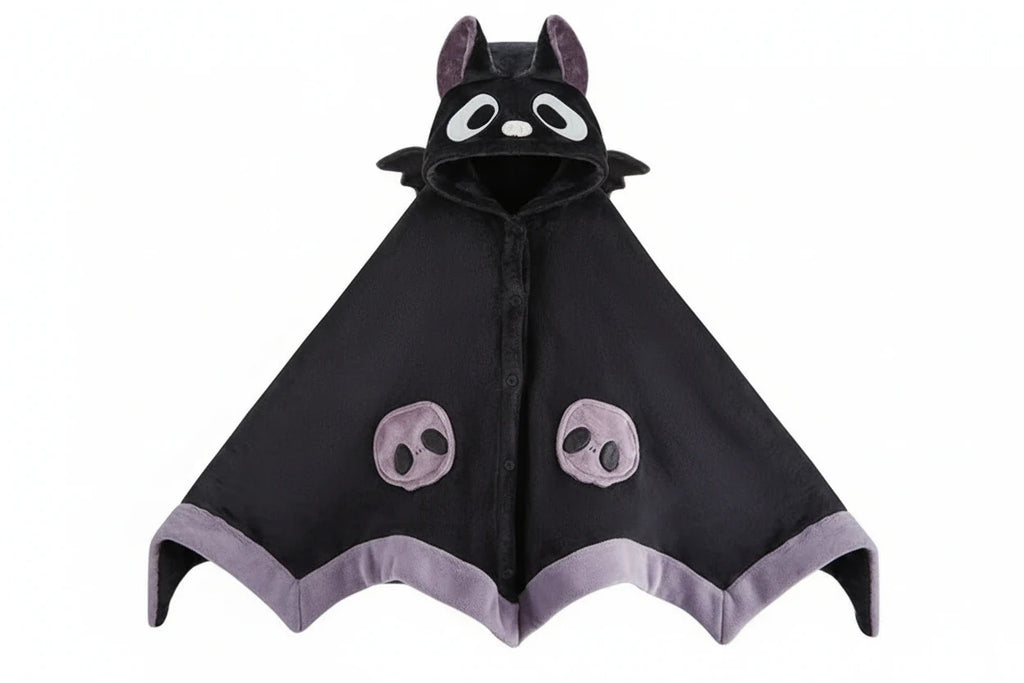 Kawaii Bat Plush Blanket Hoodie Cape Women Halloween Cloak
