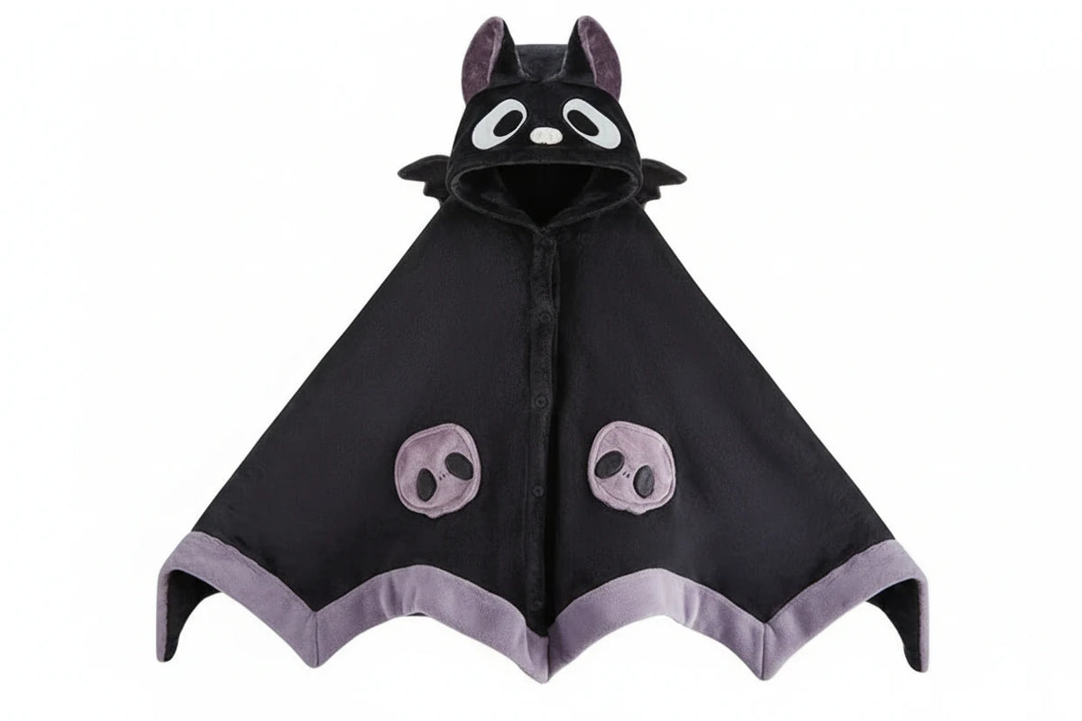 Kawaii Bat Plush Blanket Hoodie Cape Women Halloween Cloak