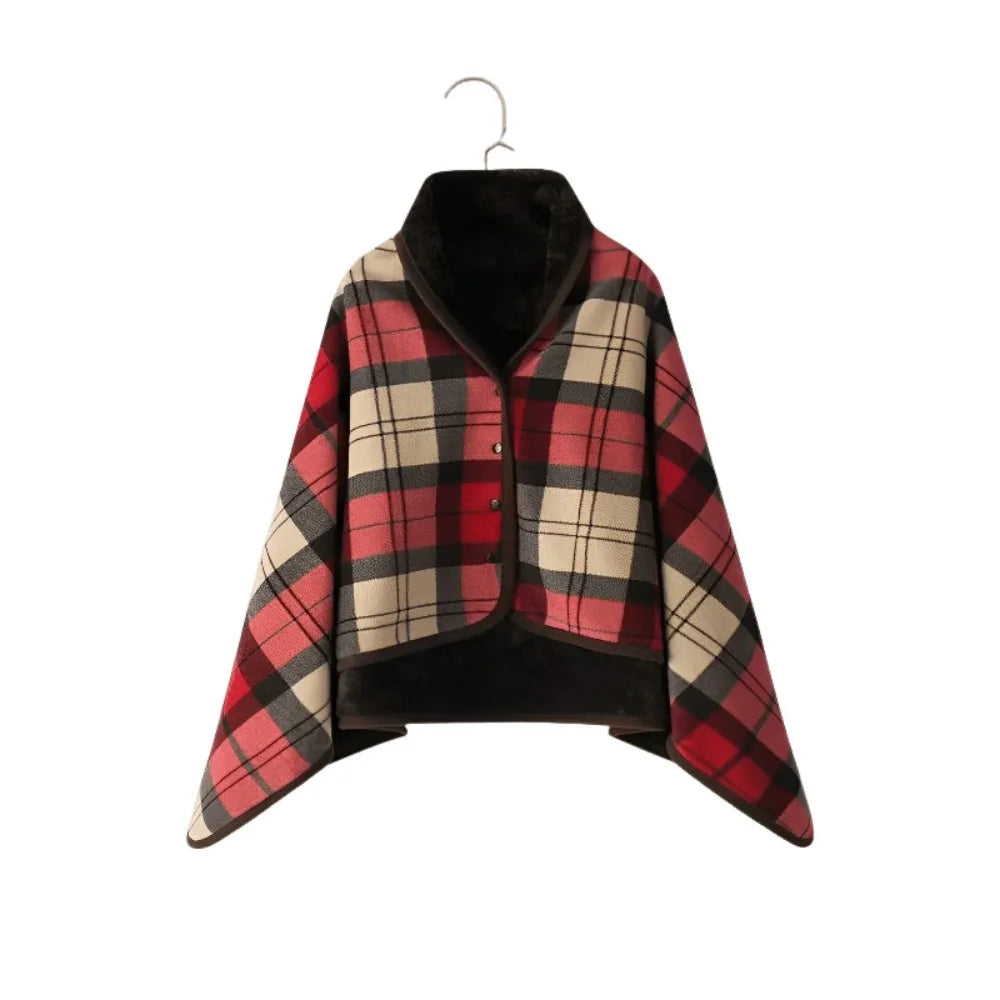 Lazy Plaid Wearable Blanket Button Warm Shawl Throw