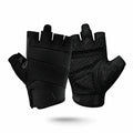 Black gloves with yellow accents on a white background, featuring the Gomoreon brand.