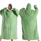 Winter Hooded Sweater Wearable Blanket Unisex Oversized Blanket With Sleeves Large Pocket