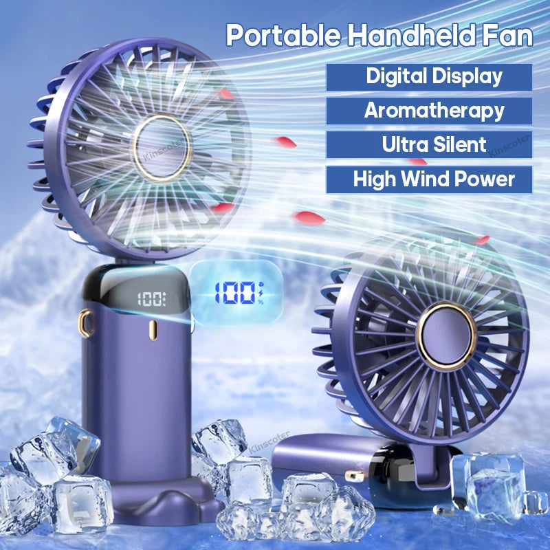 Portable Foldable USB Mini Fan – 5-Speed Rechargeable Neck & Handheld