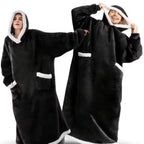 Adults 180cm Long Wearable Blanket Hoodie Fleece Pullover