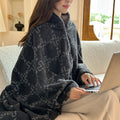 Faux Cashmere Plaid Wearable Blanket Soft Travel Shawl