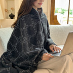 Faux Cashmere Plaid Wearable Blanket Soft Travel Shawl