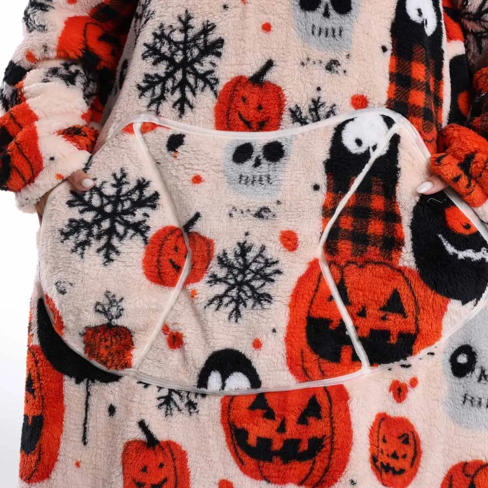Oversized Plush Hoodie Blanket Warm Winter Loungewear