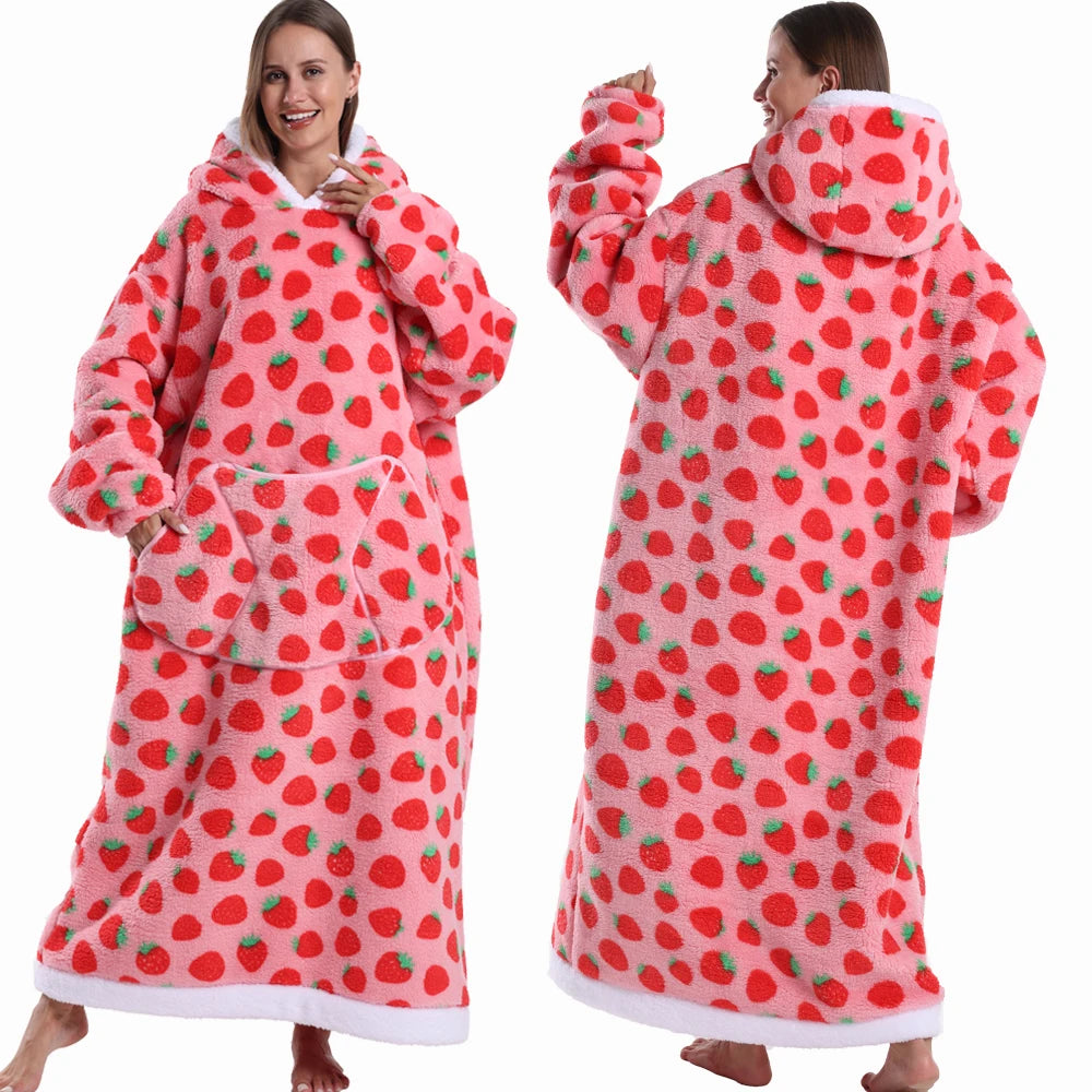 Christmas Flannel Wearable Blanket | Winter Hoodie