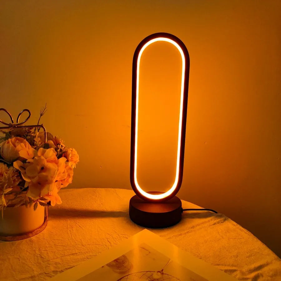 Modern Ring LED Bedside Lamp Three Color Dimming Night Light