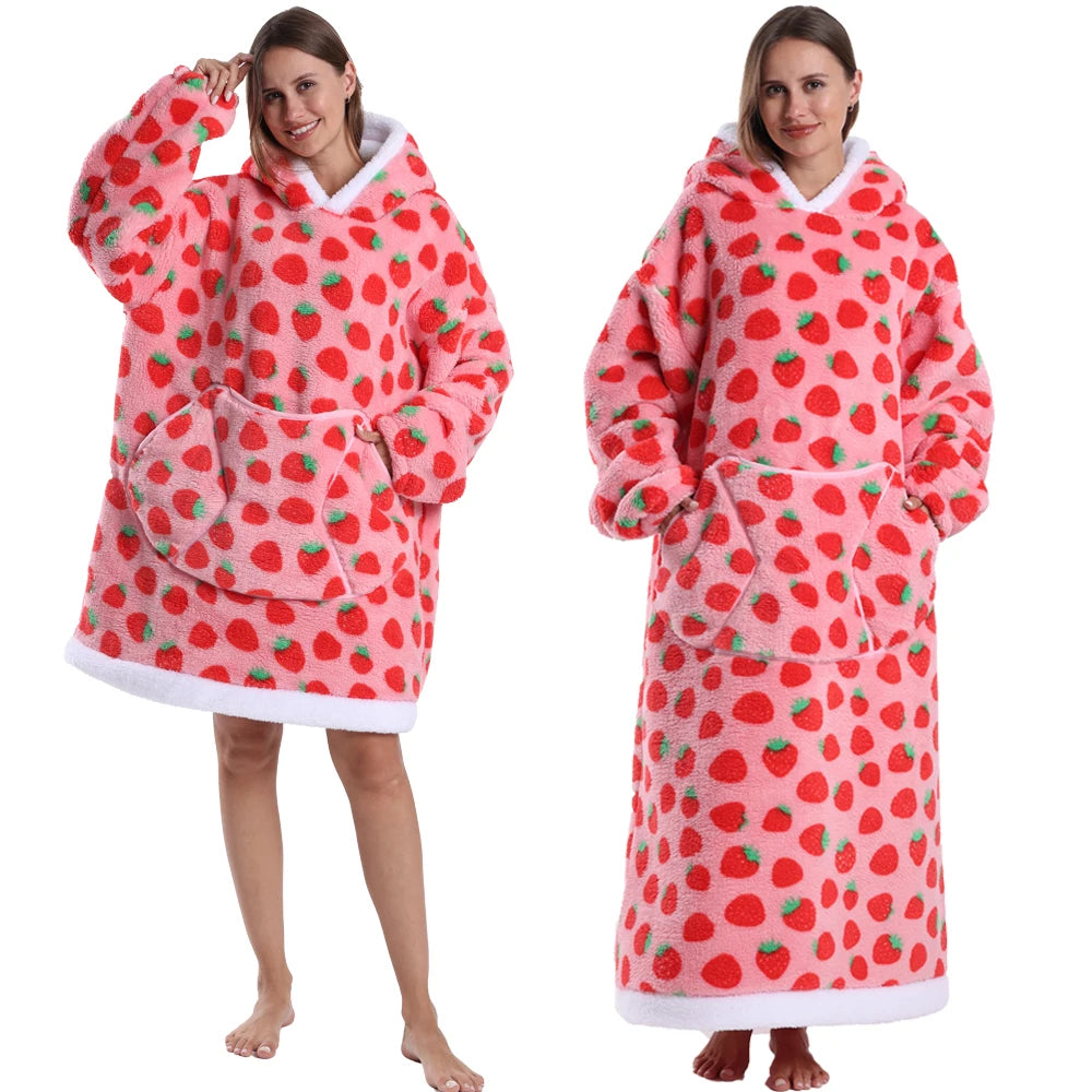 Christmas Flannel Wearable Blanket | Winter Hoodie