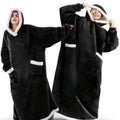 Adults 180cm Long Wearable Blanket Hoodie Fleece Pullover