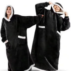 Adults 180cm Long Wearable Blanket Hoodie Fleece Pullover