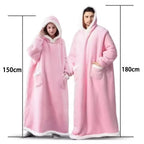 Adults 180cm Long Wearable Blanket Hoodie Fleece Pullover