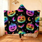 Halloween Kitten Hooded Wearable Flannel Cloak Blanket