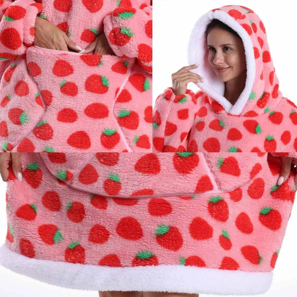 Christmas Flannel Wearable Blanket | Winter Hoodie