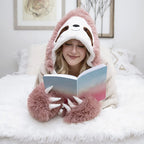 Flamingo Cartoon Wearable Blanket Hoodie Gloves