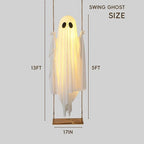 Halloween's Outdoor Ghost Swing with String Lights for Porch Display