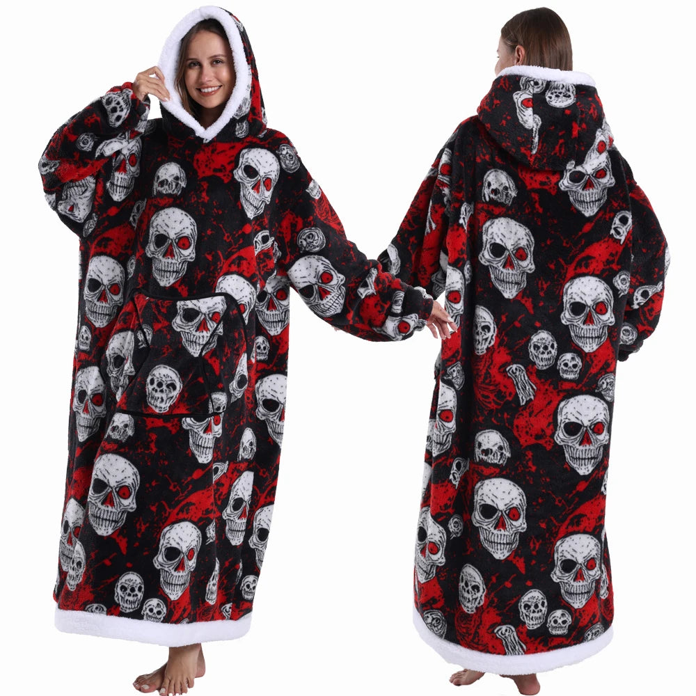 Extra Long Halloween Blanket Hoodie Sweatshirt