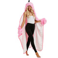 Flamingo Cartoon Wearable Blanket Hoodie Gloves