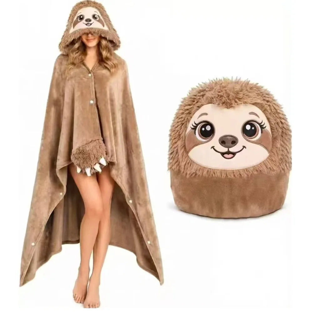 Adults Cartoon Animal Wearable Blanket Soft Winter Nap Throw