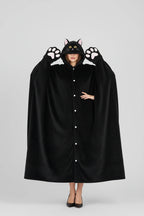 Cozy Hooded Cape Blanket Wearable Coral Fleece Nap Wrap