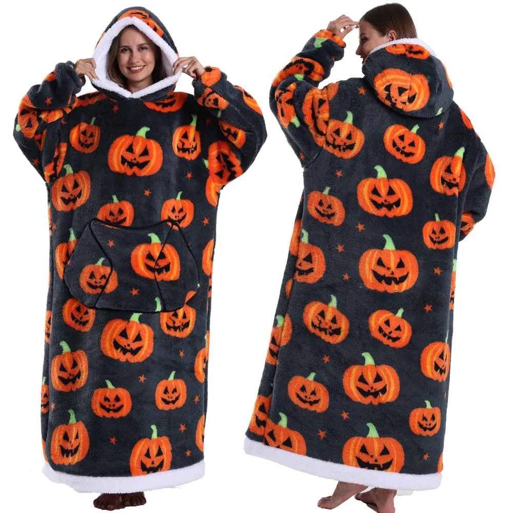Extra Long Halloween Blanket Hoodie Sweatshirt