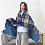 Lazy Plaid Wearable Blanket Button Warm Shawl Throw