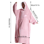 Winter Hooded Sweater Wearable Blanket Unisex Oversized Blanket With Sleeves Large Pocket