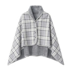 Lazy Plaid Wearable Blanket Button Warm Shawl Throw