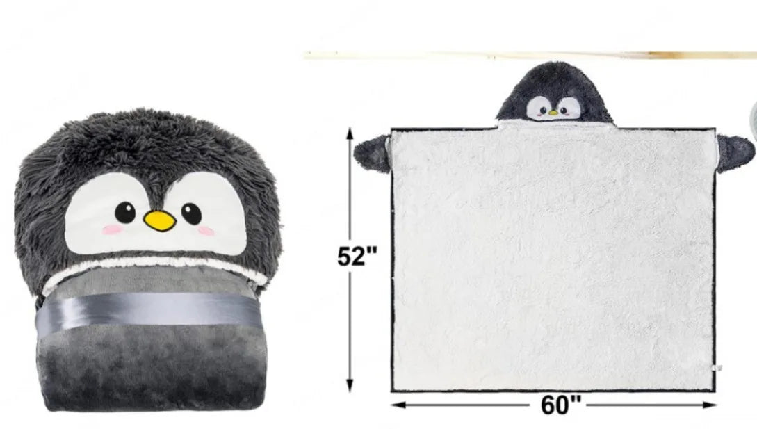 Flamingo Cartoon Wearable Blanket Hoodie Gloves