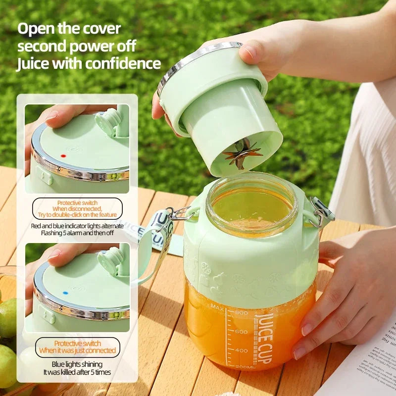 Wireless Portable Juicer Cup – 800ml Electric Fruit Blender