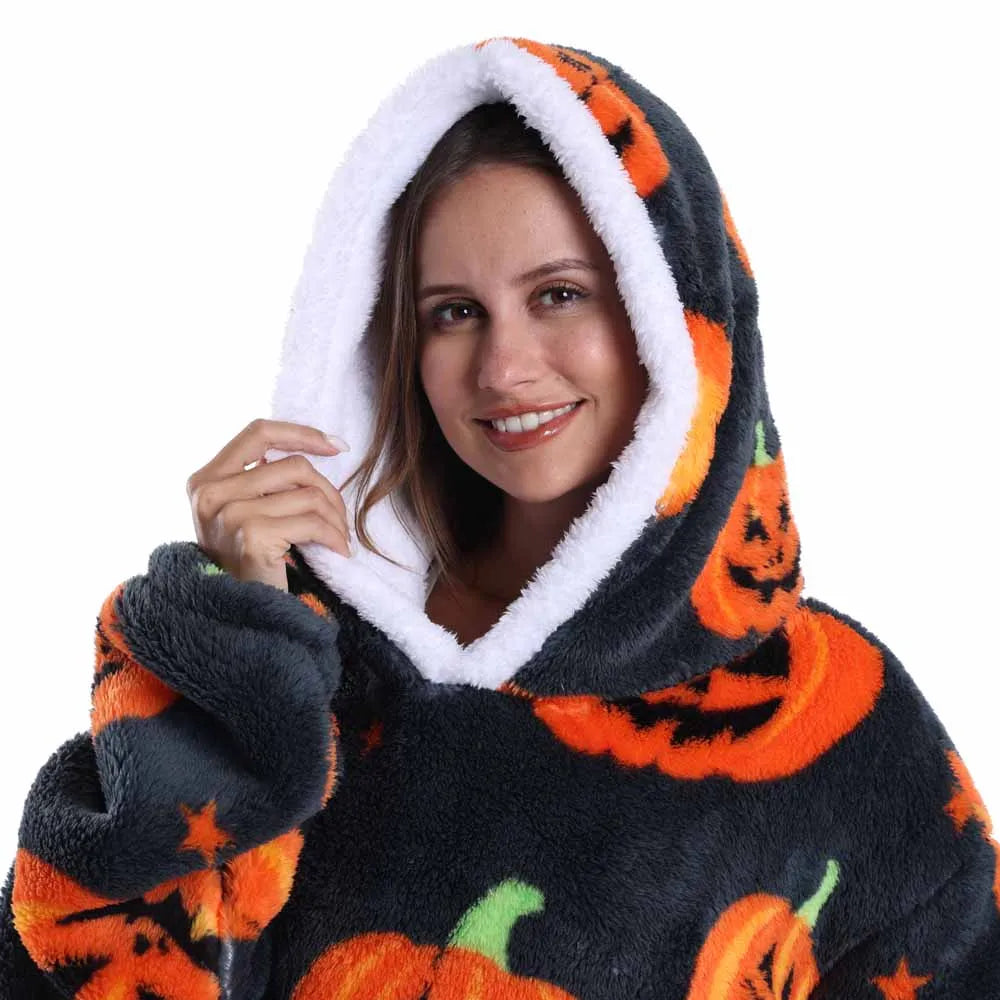 Extra Long Halloween Blanket Hoodie Sweatshirt