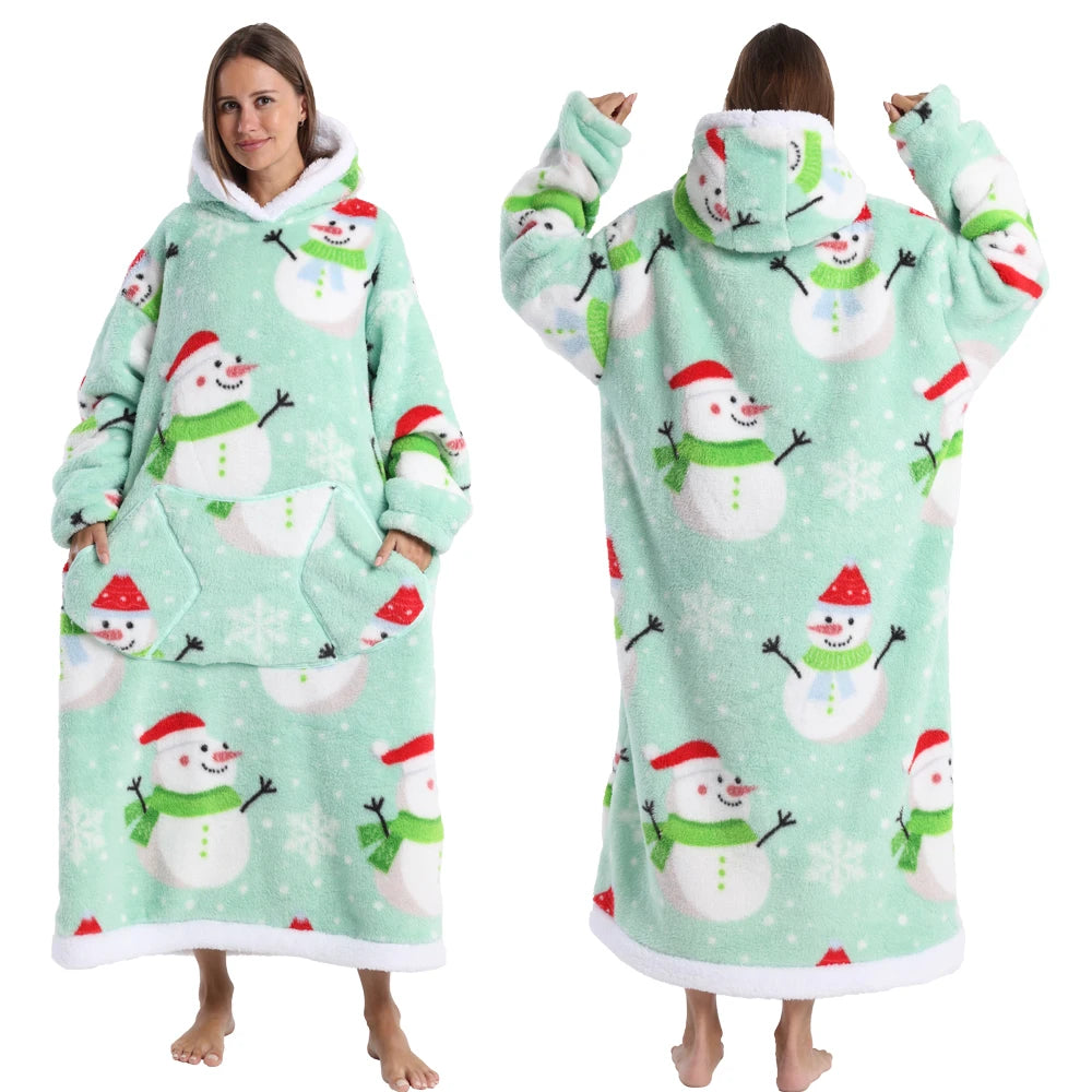 Christmas Flannel Wearable Blanket | Winter Hoodie