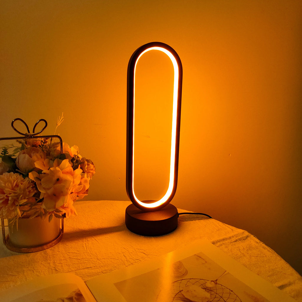 Modern Ring LED Bedside Lamp Three Color Dimming Night Light