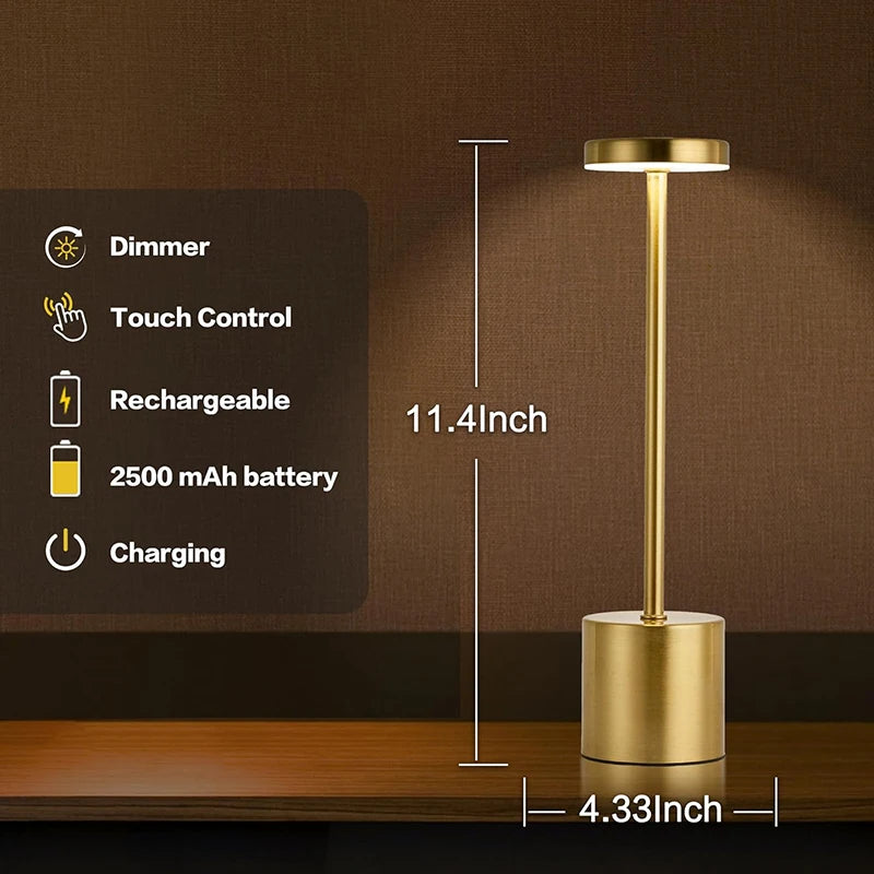 LED Touch Sensor Table Lamp USB Rechargeable Bedside Night Light