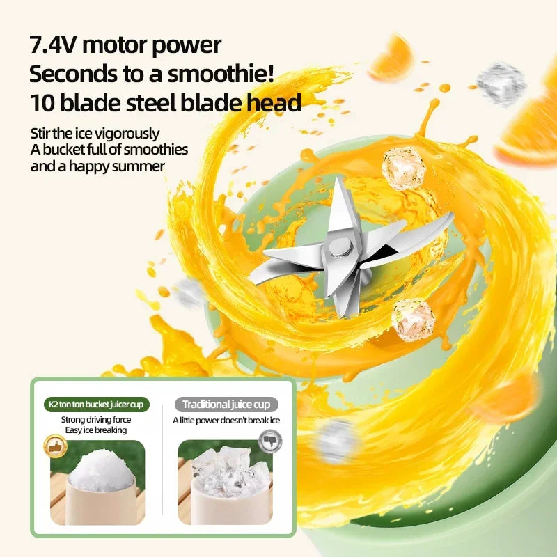 Wireless Portable Juicer Cup – 800ml Electric Fruit Blender