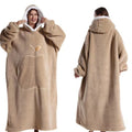 Winter Hooded Sweater Wearable Blanket Unisex Oversized Blanket With Sleeves Large Pocket