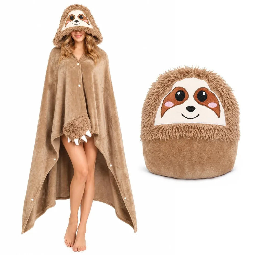 Adults Cartoon Animal Wearable Blanket Soft Winter Nap Throw