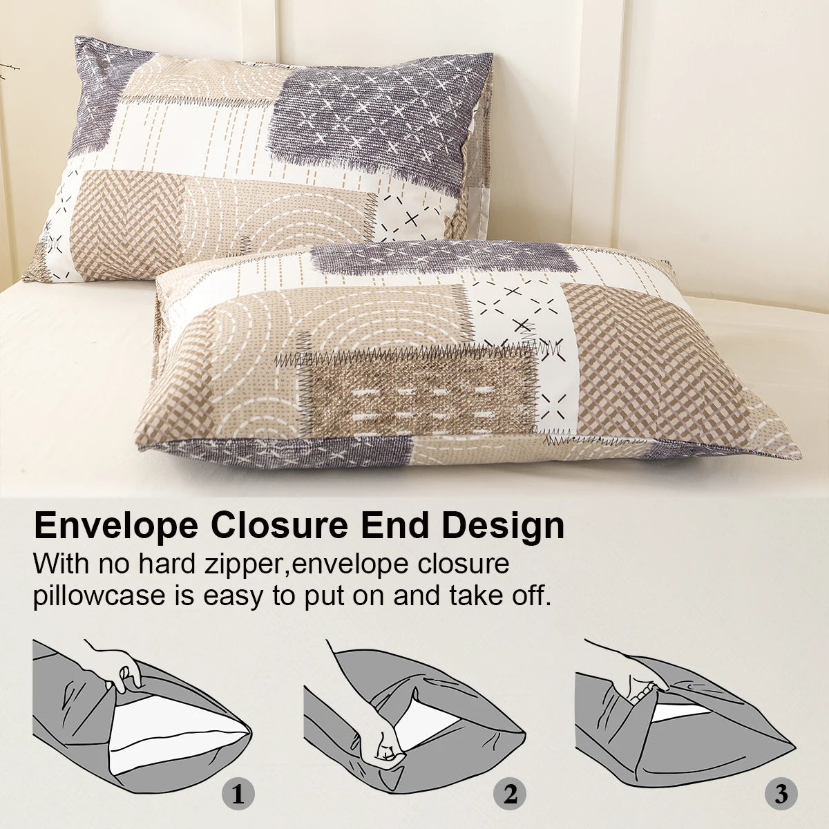 Chic Patchwork 3-Piece Duvet Cover Set – Soft Skin-Friendly Bedding