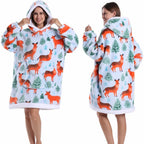 Oversized Plush Hoodie Blanket Warm Winter Loungewear