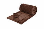 Brown fleece blanket with 400 GSM label on a white background