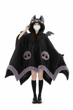 Kawaii Bat Plush Blanket Hoodie Cape Women Halloween Cloak