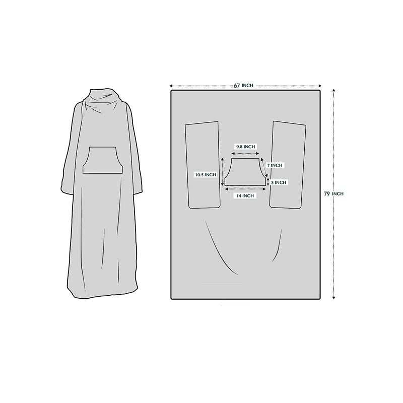 Multi Functional Wearable Lazy Blanket with Sleeves Pocket