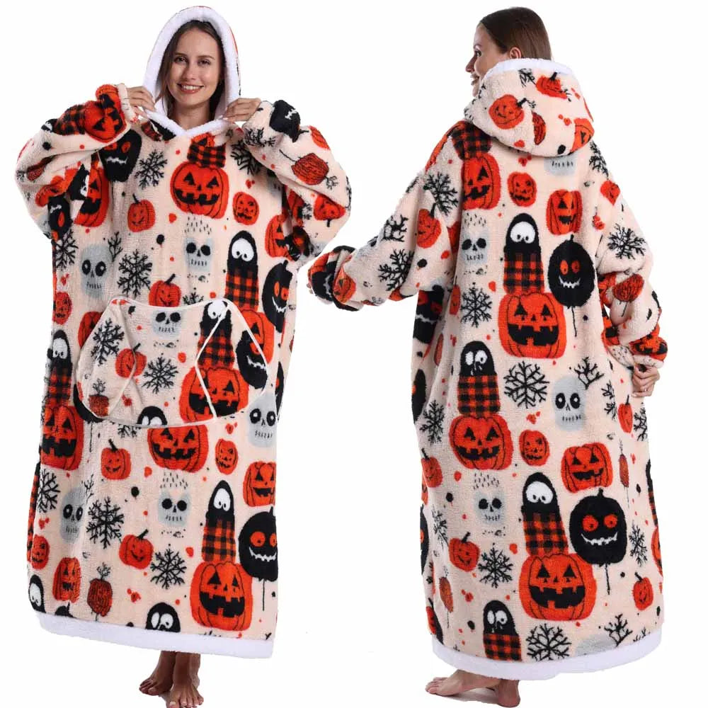 Extra Long Halloween Blanket Hoodie Sweatshirt