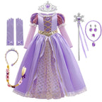 Halloween's Girls Ball Gown Dress with Puff Sleeves and Applique Detail