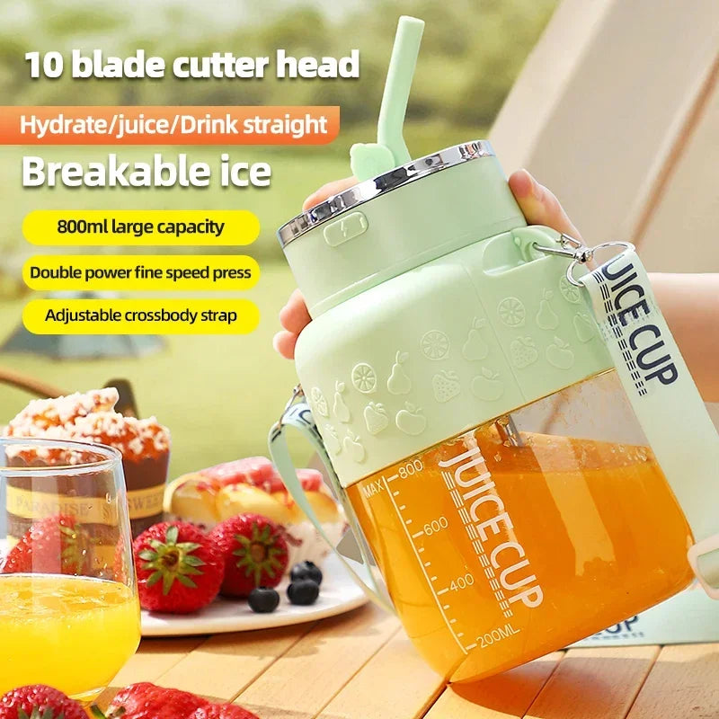 Wireless Portable Juicer Cup – 800ml Electric Fruit Blender