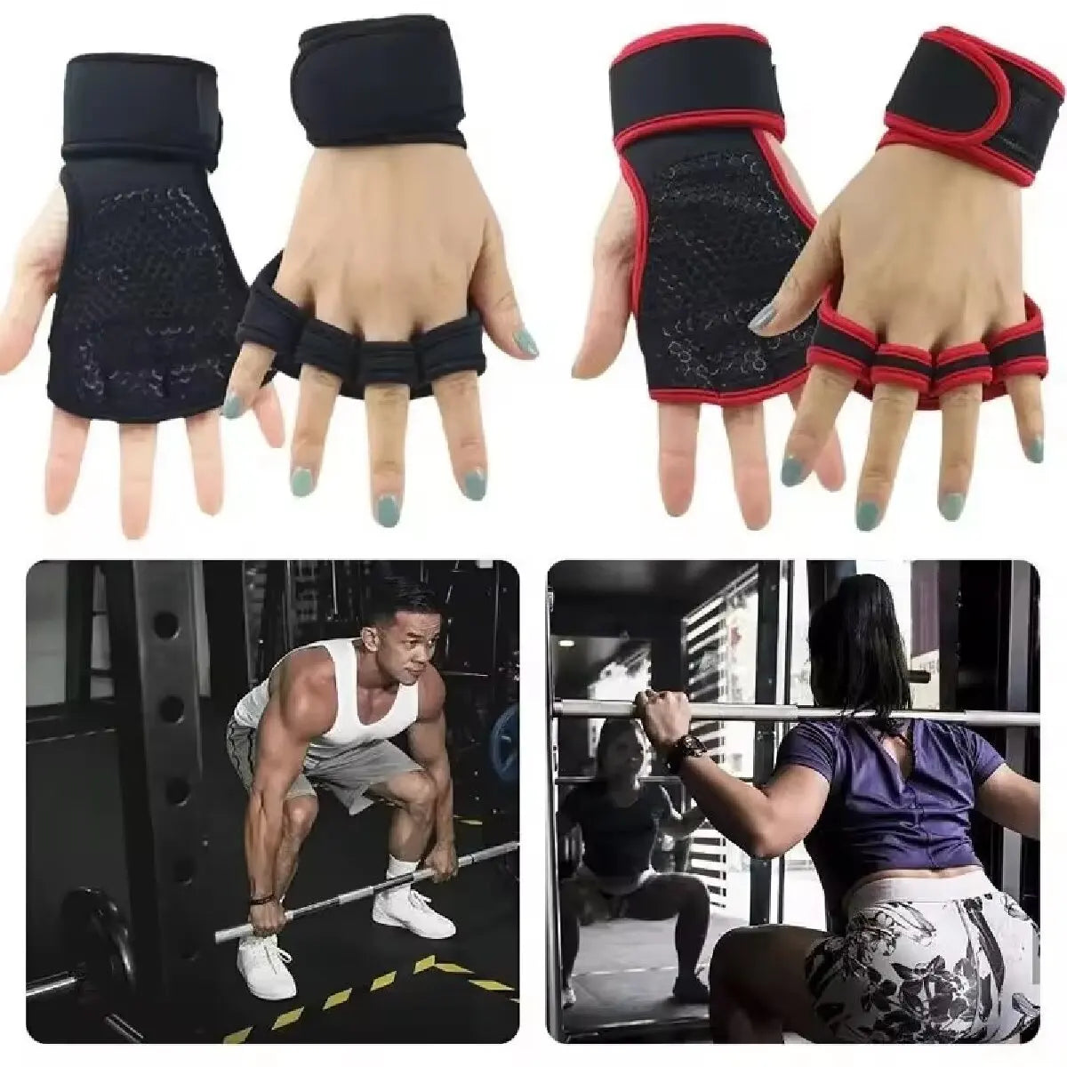 Unisex Wrist Wrap Gym Gloves Weight Training Sports Grip